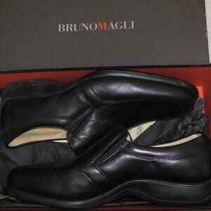Bruno Magli Ashton Black Leather Loafers Mens 11 M Shoes Hand-Made in Italy